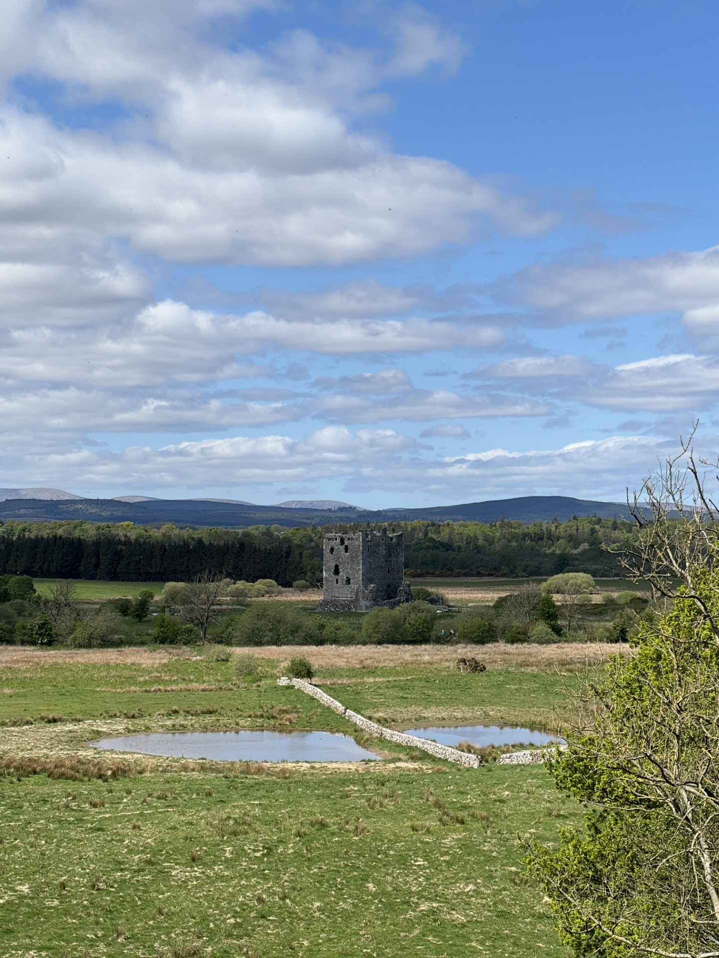 Threave Castle with the Galloway Hills